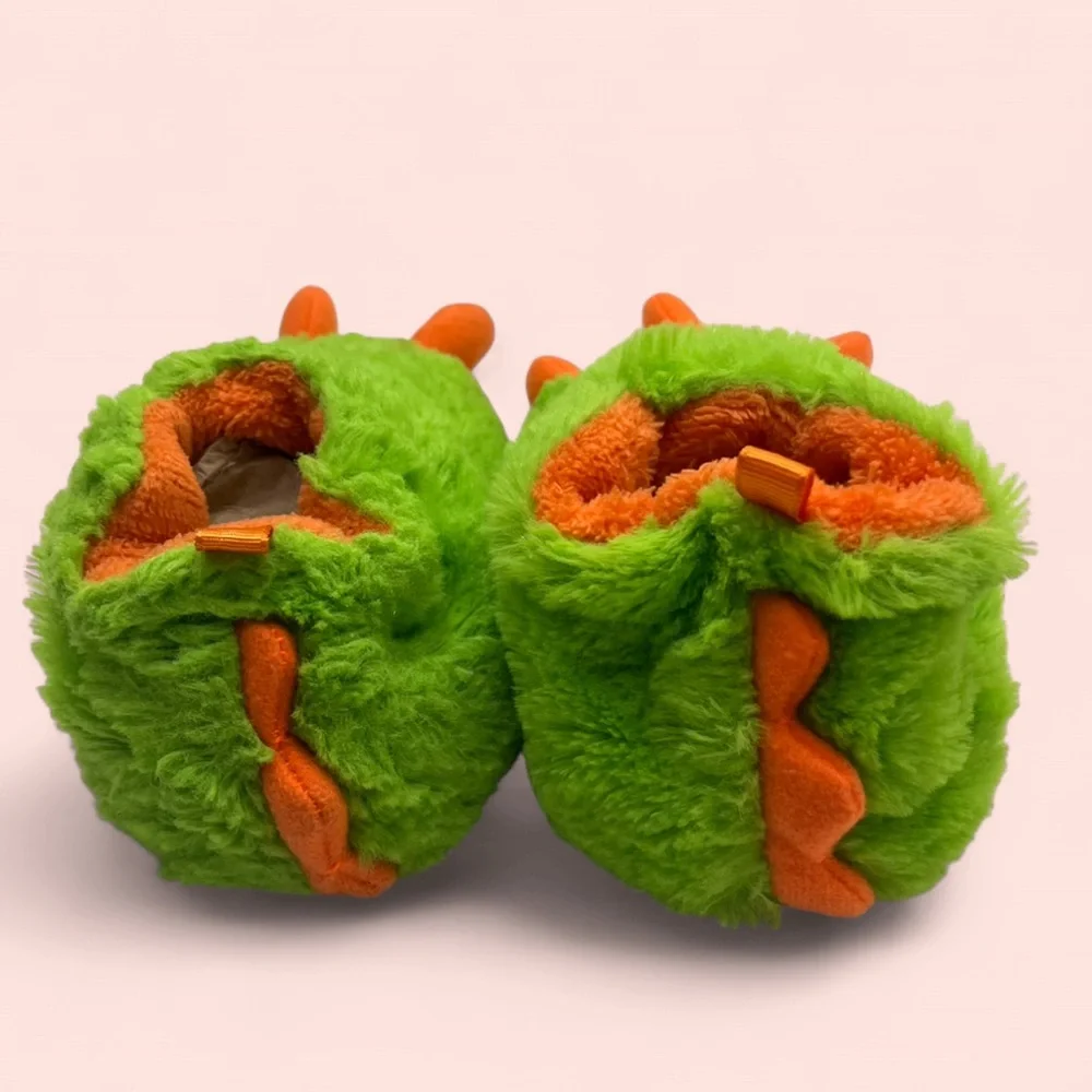 5C Toddler Lime Green Orange Wonder Nation Cozy Plush Ankle Slippers